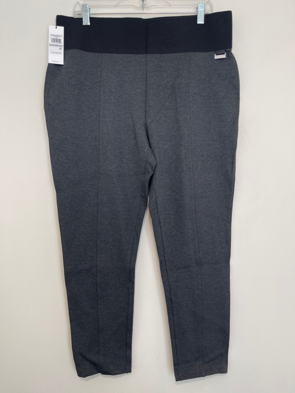Calvin Klein Charcoal Gray Pull-On Dress Pants with Black Waistband